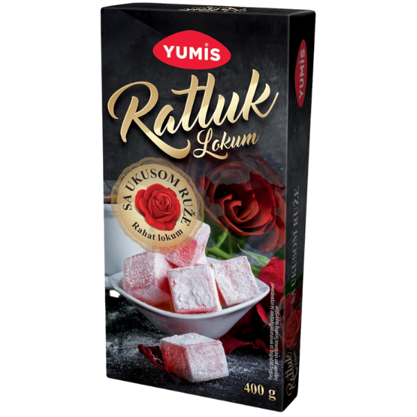 Yumis – Ratluk – Lokum mit Rosengeschmack – 400g