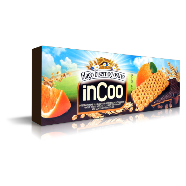 inCoo – Vollkorn-Kekse mit Orangen Geschmack und Schokoladen-Beschichtung – 210g